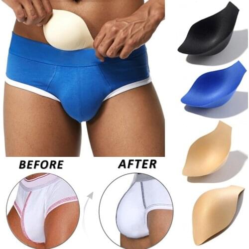 Men Sponge Pad Underwear Briefs Pad Sexy Swimming Trunks Sponge Pad Penis Bulge Pouch Front Padded Underwear Protective Pad