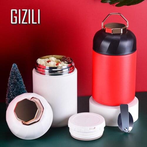 Double Stainless Steel Thermal Lunch Box Leak-Proof Insulation Bento Box with Spoon Student School Office Food Storage Container