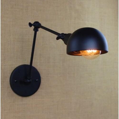 E27 Vintage industrial style loft creative minimalist long arm wall lamp adjustable Handle Metal Rustic Light Sconce Fixtures