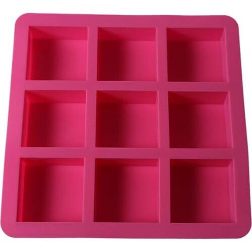 Food Grade Silicone Cake Mold DIY 3D 9 Cavity Square Fondant Chocolate Ice Tray Mould Ice Cream Mousse Handmade Soap Maker Mold