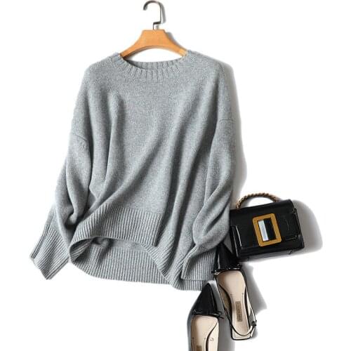 European star style crew neck loose women sweater autumn winter new clssic casual fashion 100% pure cashmere sweaters pullover