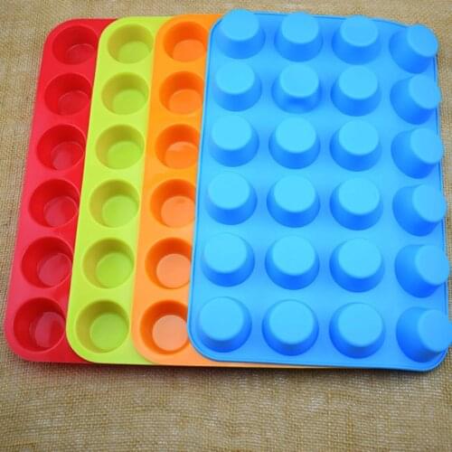 24 Holes Mini Muffin Silicone Round Mold DIY Cupcake Cookies Fondant Non-Stick Baking Pan Pudding Steamed Cake Mold Baking Tool