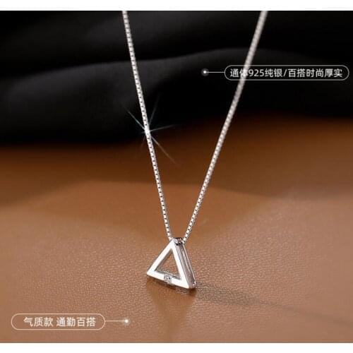 Hot new 925 sterling silver triangle necklace female Korean small fresh geometric triangle pendant jewelry GN619
