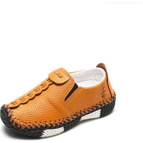 Children England Style Boys Leather Shoes Baby Fashion Sewing Casual Shoes PU Leather Autumn Soft Sole Sneakers Slip On