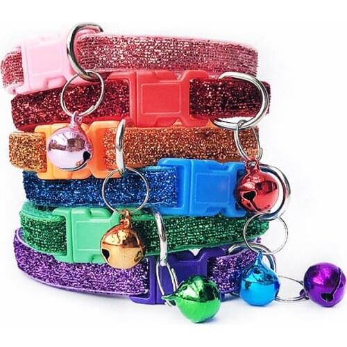 Cute Pets Adjustable Nylon Dogs Cats Collars Puppy Kitten Pet Collars with Small Bells Necklace Collar For Dog Cat collars perro