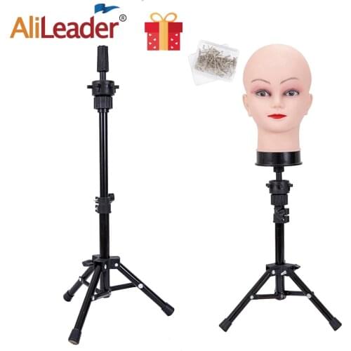 Alileader New 60Cm Mini Mannequin Head Tripod With Bald Mannequin Head For Wigs With Stand Adjustable Wig Stand With Head Tripod