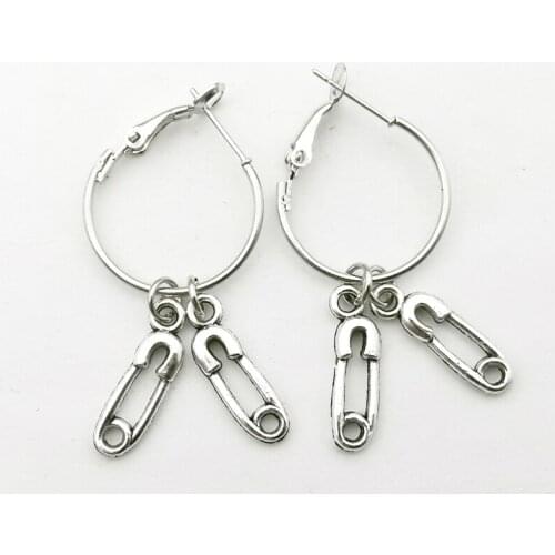 Fashion Pin Pendant Earrings Punk Style Rock Earrings Creative Cool Hoop Earrings Paper Clip Gift Female Jewelry Ear Hoop