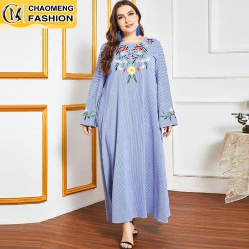 Dubai Abaya Embroidered Fashion Plus Size Hijab Dress Turkey Kaftan Islam Clothing Muslim For Women Vestidos Arabic Maxi Robe