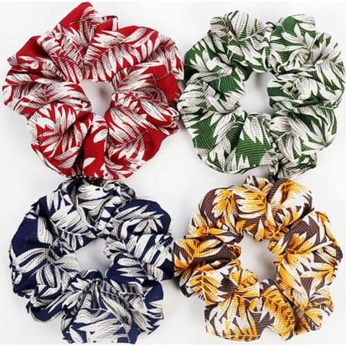 Fashion Womens Scrunchies Elastic Hair Bands Ladies Stretch Chiffon Rubber Print Headband Floral Headwear Hair Accessories