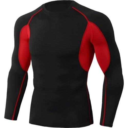 2019 Quick Dry Patchwork Mens Compression T Shirt Men Tights Casual Fitness Tees Long Sleeve T Shirts Dropshipping