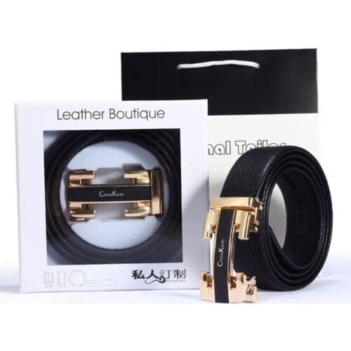 Mens Business Belt Top Quality Automatic Buckle Genune Leather Strap Men Belt Design Luxury Brand Wedding Belt Box For Men Gift