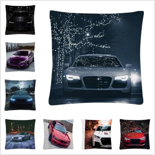 Beautiful Family Car Pattern Soft Short Plush Cushion Cover Pillow Case for Home Sofa Car Decor Pillowcase 45X45cm