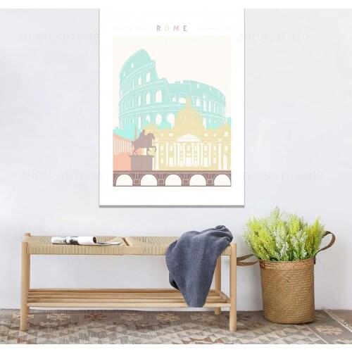 Rome Skyline Canvas Print Wall Art Poster Picture Modern Minimalist Bedroom Living Room Decoration Framed