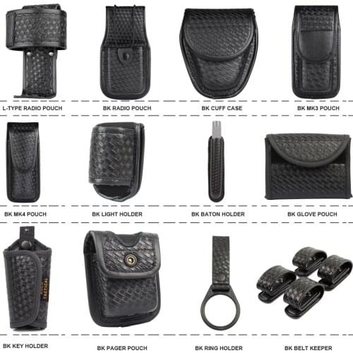 Police Duty Belt kit Accessories Guard Utility Belt Pouches- Handcuff Case, Radio Pouch, Glove Pouch, Light Holder, Pager Holder