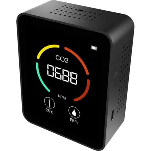 Portable Air Quality Monitor LCD Carbon Dioxide Detector CO2 Temperature Humidity Meter TVOC Detection for Home Office Car