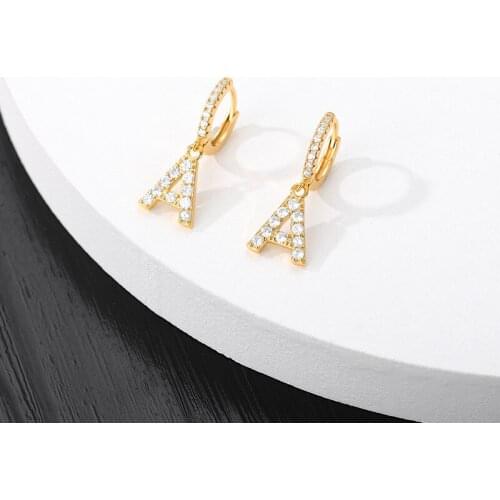 Gold Plated 26 English Alphabet Initials Fun Earrings Personality Elegant Lady Earrings Hip Hop Rock Party Jewelry Birthday Gift