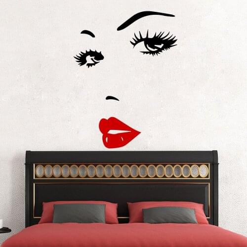 Sexy Vinyl Stickers Beauty Salon Face Lips Wall Decals Girls Bedroom Decor Art Wallstickers Living Room Decoration Mural LW57