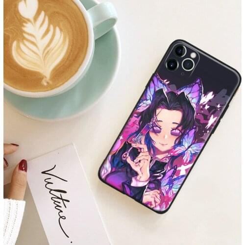 Shinobu Kimetsu no Yaiba anime For IPhone Se 6 6s 7 8 Plus X XR XS 11 12 Mini Pro Max Glass TPU Silicone Phone Case Cover Shell
