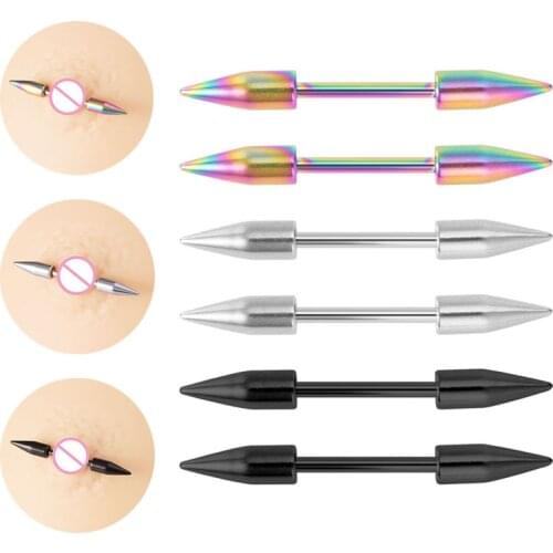 1 Pair Cone Nipple Barbell Piercing Bar Stainless Steel Nipple Ring Sexy Nipple Shield Cover Adult Game for Women Breast Jewelry