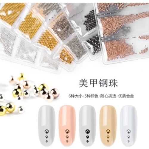 Nail steel Beads caviar 6 grids beads nail decoration Nail jewelry mixed 6 colorsMicro Bullion Beads for Nail Art (Nail Caviar)