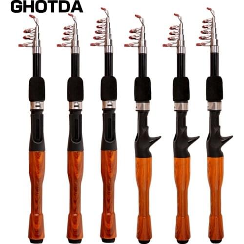 Ghotda Carbon Fiber Telescopic Fishing Pole Feeder Pole Spinning Carp Portable Mini Ultralight Baitcasting Rod 1.3m 1.6m 1.8m
