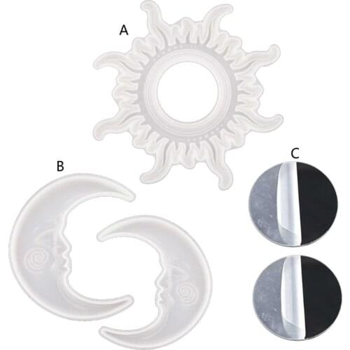 Sun Moon Mirror Epoxy Resin Mold Wall Decoration Mirrors Casting Silicone Mould DIY Crafts Ornaments Making Tool