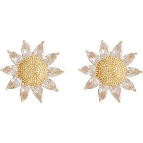 Zeojrlly Metal Fashion Women Trendy Stud Earrings Korean Style Sunflower Earrings Flower Earrings Girl Heart Simple Jewelry