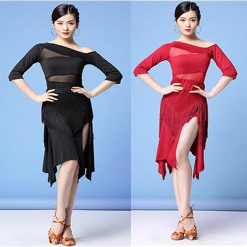 2020 New Fashion Salsa Dance Skirt Samba Dance Skirt Half Sleeve Floral Lace Girl Latin Dance Skirt (Romper) sexy tassel suit