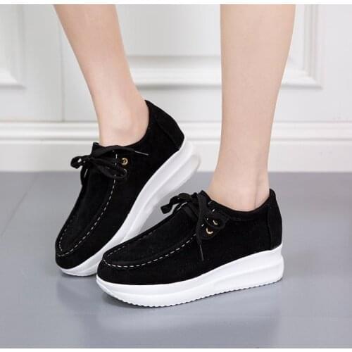Women Vulcanized shoes Thick Bottom Lace Up Walking Womens Shoes 2021 Chunky Sneakers Female Breathable Non Slip Platform Shoes