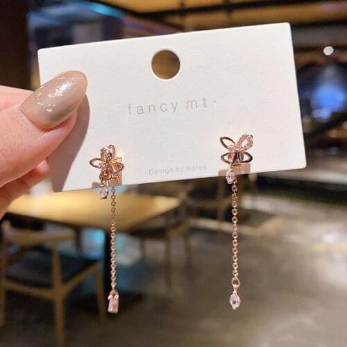 2020 New Arrival Zeojrlly Trendy Water Drop Women Dangle Earrings Korean Stars Elegant Butterfly Earline Long Earrings