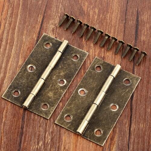 2pcs 3inch 6 Holes Vintage Cabinet Door Decorative Hinge Jewelry Wood Boxes Decorative Hinges For Furniture Hardware 75*42mm