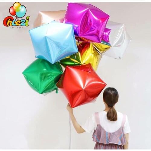 20pcs Cubic square balloon Baby Happy birthday gift box decoration Wedding party atmosphere decor supplies Kids toys baby shower