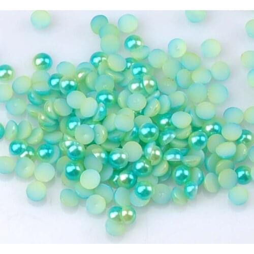 2000PCS Green Half Round ABS Imitation Pearl Beads Fake Flat Back Scrapbook Craft 4mm YKL0549-4