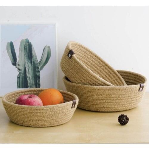 3pcs Woven Storage Baskets Cotton Rope Storage Bins for Household Toys Towels Snacks Fruit Nursery Kids Room Decor 3 Sizes