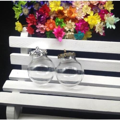 300sets/lot 20*12mm empty globe glass round ball orb with lace base jewelry glass bubble DIY glass vial pendants necklace decor