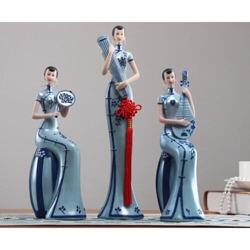 3P # 36 LARGE-home office Business TOP Decor ART -- the East Classics geisha girl Handcraft art statue-- GOOD present