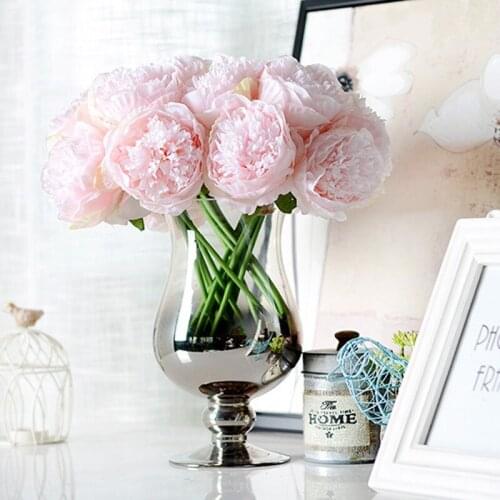 5pcs/lot Peony Bunch Artificial Flower Wedding Decoration Valentines Day Gift Bridal Bouquet For Home Decor Silk Fake Flower