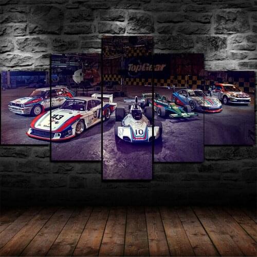 No Framed Canvas 5 Pcs Martini Racing Car Modular Wall Art Posters Pictures Paintings Home Decor for Living Room Decoration