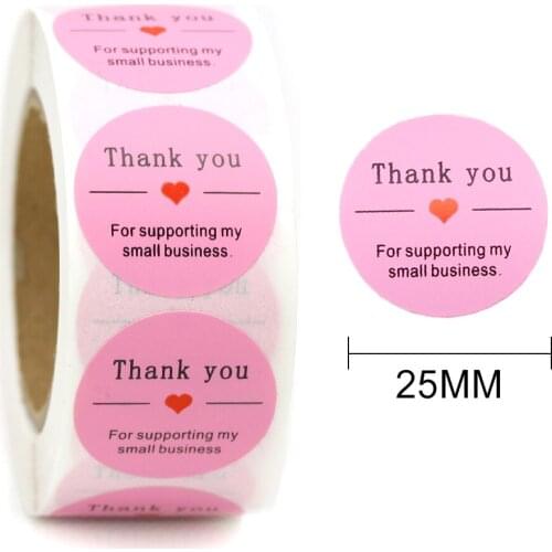 500Pcs Pink Sticker Thank You For Supporting My Small Business Seal Labels Decorative Label For Party Favors Decoration Envelope