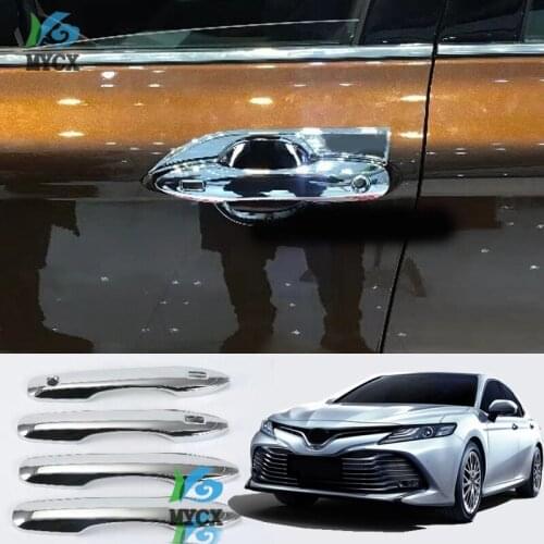 ABS chrome Car Door Handle Trim Cover for Toyota Camry 2018 2019 XV70 8th Carbon Fiber Accessories