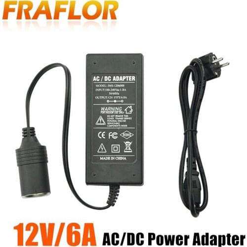 AC Converter Adapter For DC 12V 6A 72W Power Supply Charger With EU Plug Car Cigarette Lighter Socket Adapter DC Power Supply