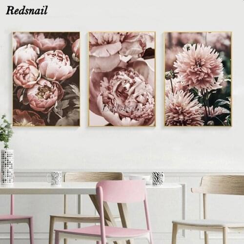Triptych Diy Diamond Painting Peony Flower Rose Gold Floral 5D Full Drill mosaic diamant Embroidery Wall Art 3pcs/set MM006