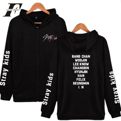Kpop harajuku Stray Kids kpop oversied hoodie sweatshirt women Coats Korean I AM WHO Hip Hop Zipper Hooded Sweatshirt plus size