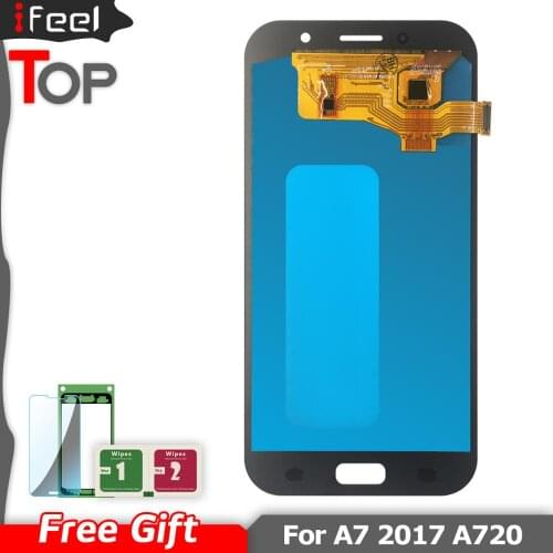 Super AMOLED Phones Display For Samsung Galaxy A7 2017 A720 A720F A720M LCDs Touch Screen Digitizer Assembly Replacement