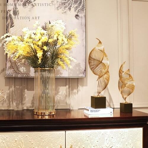 Home Decor Decoration Accessories Crystal Vase Shelf Hogar Furnishing Articles Crafts Gold Figurine Figure 빈티지 소품 장식