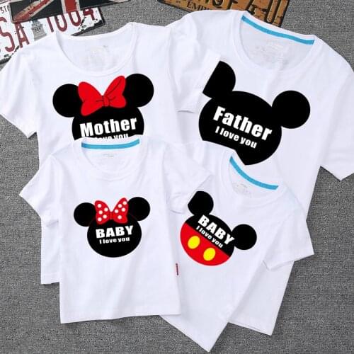 Disney Family Clothes Fashion Mother Father Daughter Son Family Look Matching T shirt Minnie Mickey Shirts Family Summer Outfits