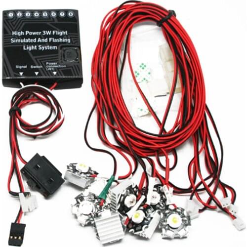 G.T.POWER High Power 3W Flight Simulated Flashing Light System LED Light for RC Airplane Fixed-wing Aircraft RC Model