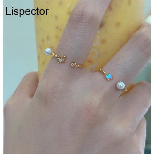 Lispector 925 Sterling Silver Shiny Zircon Pearl Butterfly Rings for Women Korean Minimalist Ring Party Female Jewelry Gifts