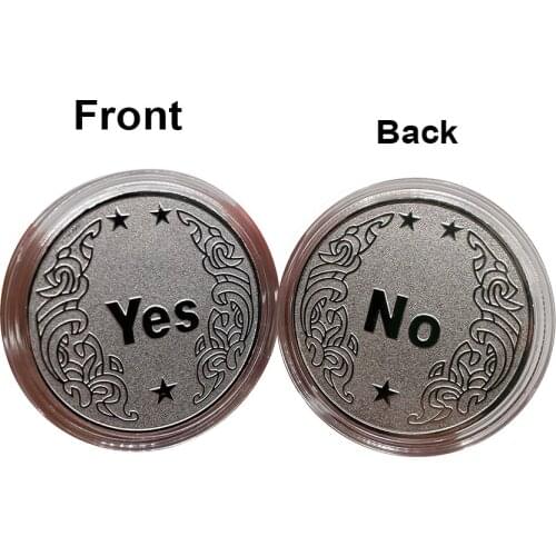Hot Yes/No Decision Commemorative Coin Souvenir Challenge Collectible Silver Coin with Showing Stand