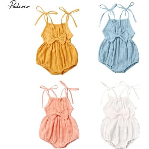 Pudcoco USPS Fast Shipping 0-24M Newborn Summer Baby Girl Bodysuit Clothes Sleeveless Cotton Soft Jumpsuit Summer Outfit